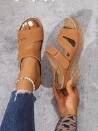 Damesandaler Kunstlæder | Slip-On Pasform Flade Sandaler | Bred Rem Design til Hverdagsbrug & Sommerbrug | Vanero