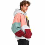 Herre Color Block Hoodie | Hætte Med Snøre & Kængurulomme | Langærmet Patchwork Pullover Til Hverdag & Streetwear | Vanero