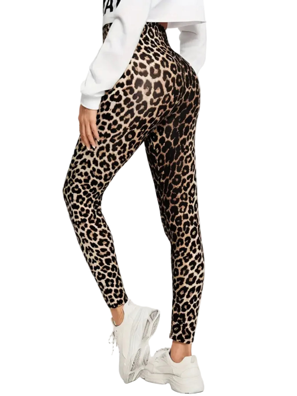 Dame Leggings Strækbart Tekstilmateriale | Højtaljede Træningsleggings | Leopardprint Design Til Træning & Hverdagsbrug | Vanero