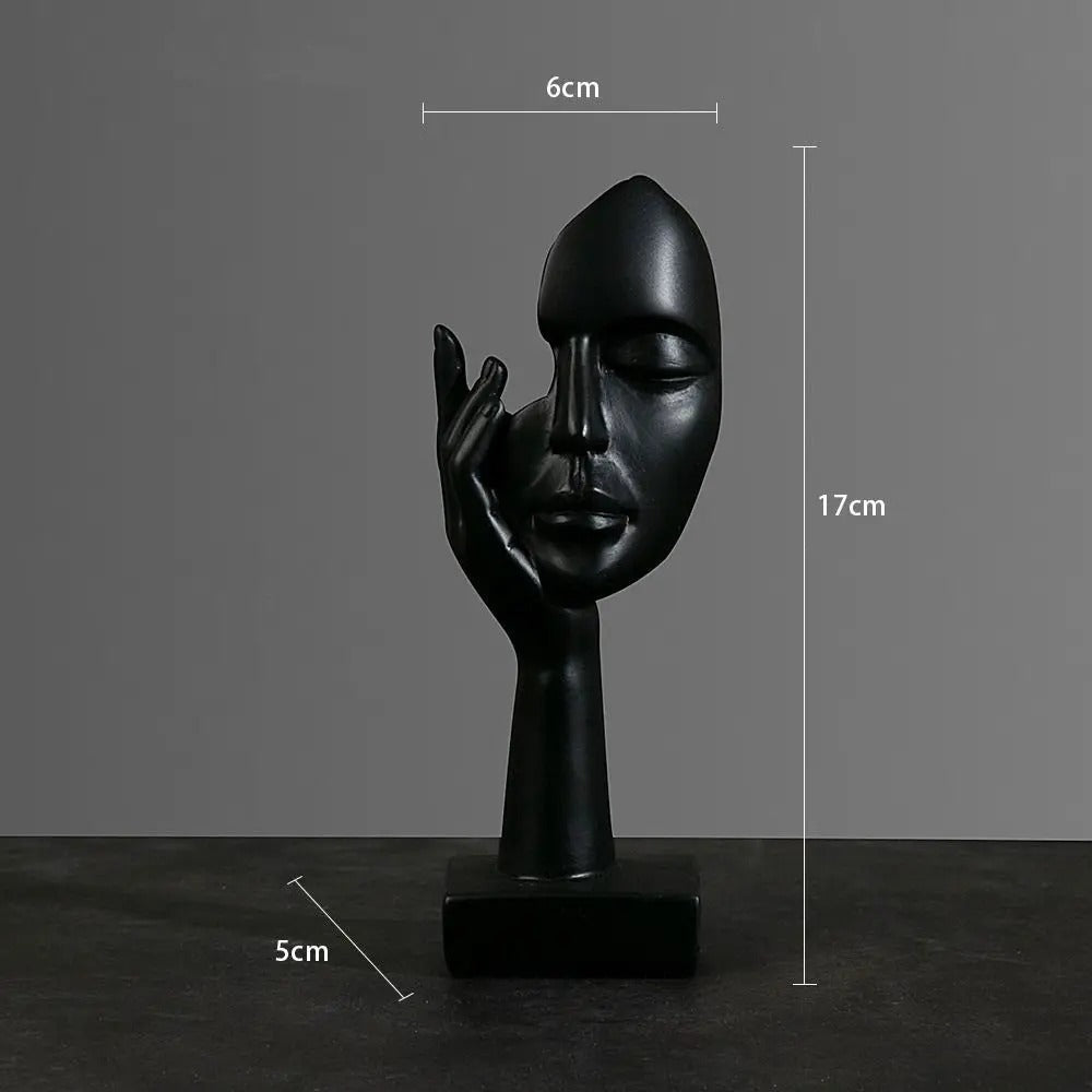 Abstrakt Ansigt Skulptur Harpiks Design | Fritstående Dekorativ Figur Til Indendørs Brug | Hylde Skrivebord Entré & Boligindretning | Vanero