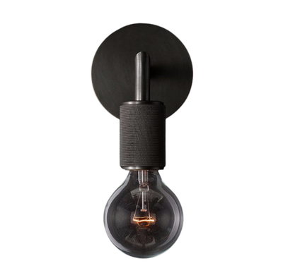 Bare Pære Metal Væglampe | Minimalistisk 1/2 Lys Indendørs Sconce i Sort/Messing/Krom med Firkantet Arm | Vanero