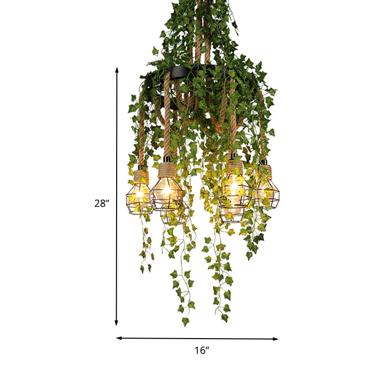 Metal Bare Bulb Pendel Chandelier Antik | 6 Pærer Restaurant Plante Loftophængslampe i Sort | vANERO