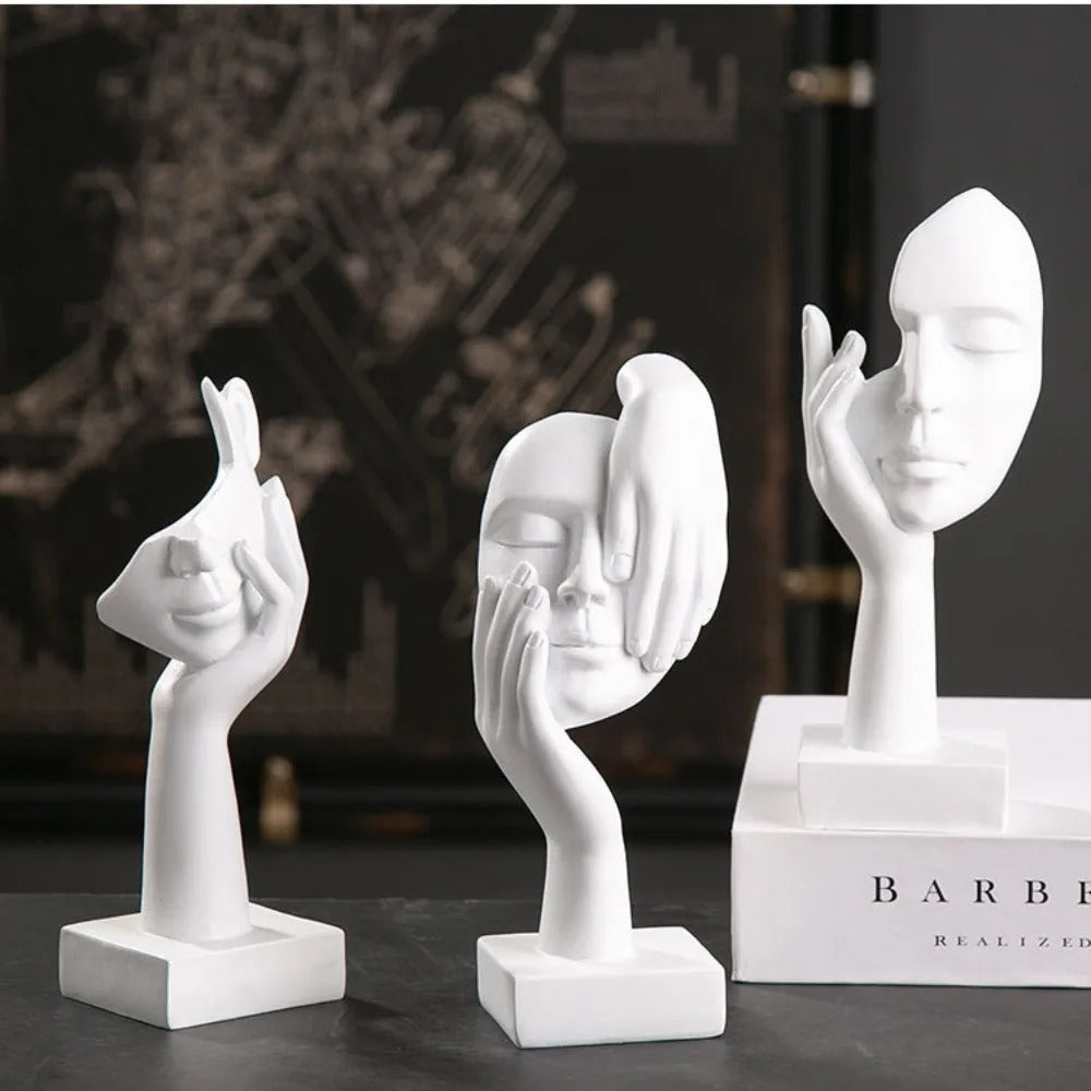 Abstrakt Ansigt Skulptur Harpiks Design | Fritstående Dekorativ Figur Til Indendørs Brug | Hylde Skrivebord Entré & Boligindretning | Vanero