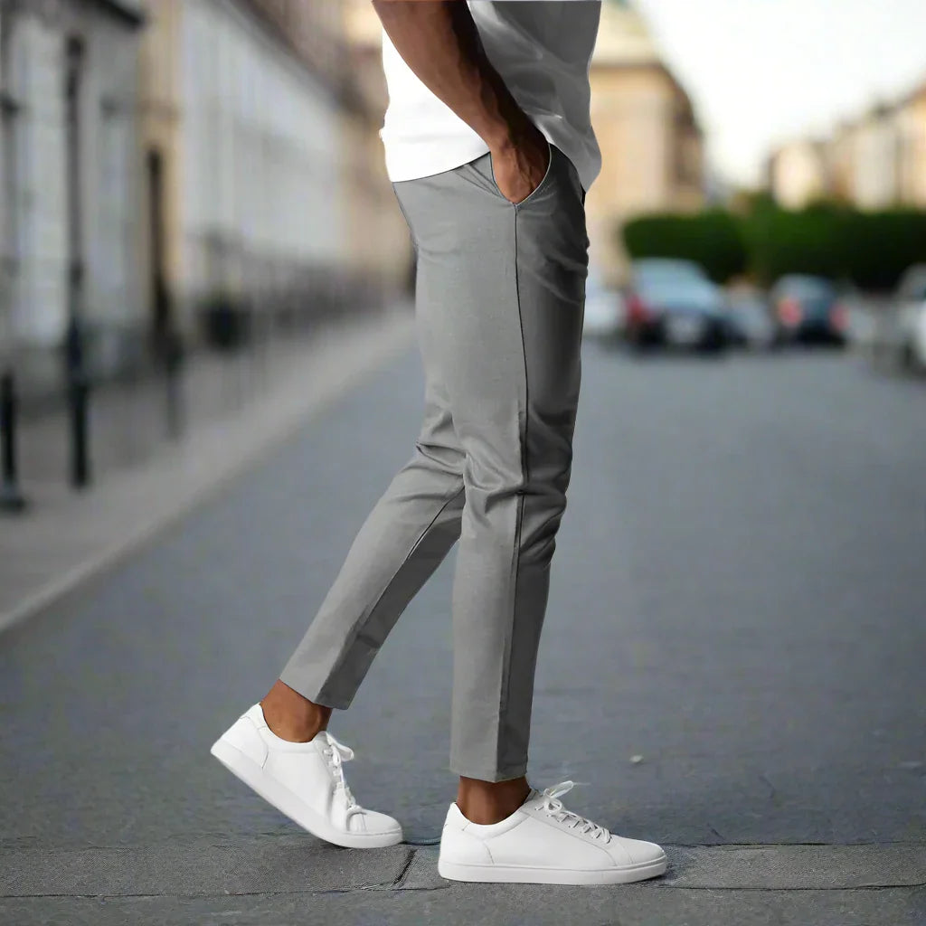 Herre Slim Fit Bukser Tekstilblanding | Elastisk Talje Fritidsbukser | Til Smart Casual Stil & Hverdagsbrug | Vanero