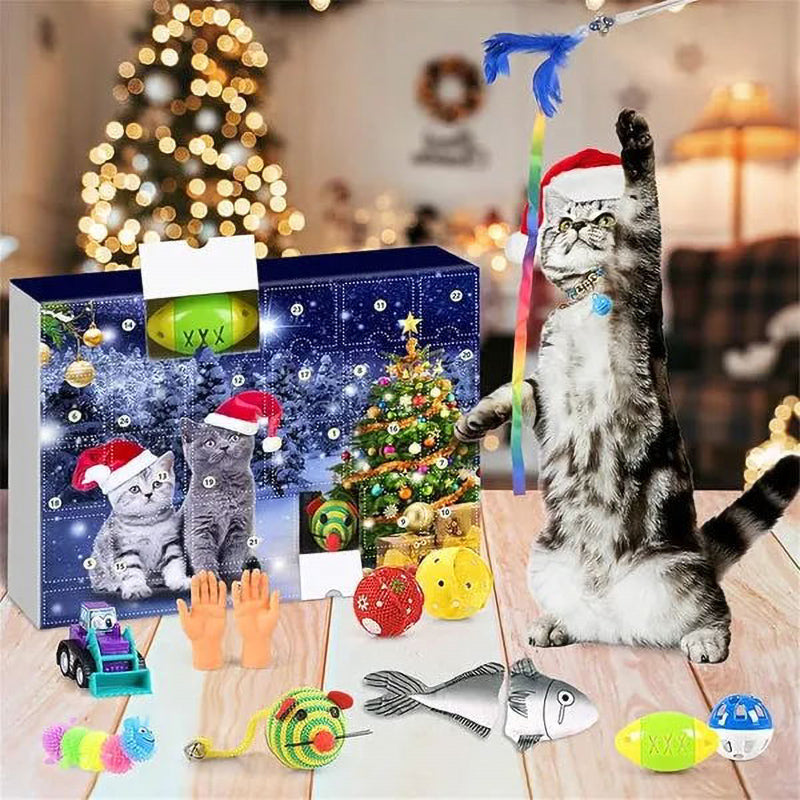 Adventskalender | 24 Kattelegetøjsoverraskelser | Jule Nedtælling til Katte Sæsonaktivitet | Vanero
