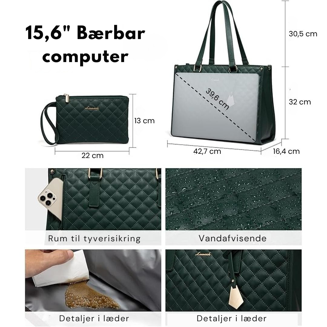 LuxeCarry | Alt-i-en Tas til Arbejde, Frokost og Laptop l Vanero