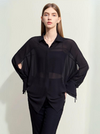 Dame Bluse Chiffonmateriale | Løs Pasform Langærmet Bluse | Rynkede Manchetter Til Arbejde & Hverdagsbrug | Vanero