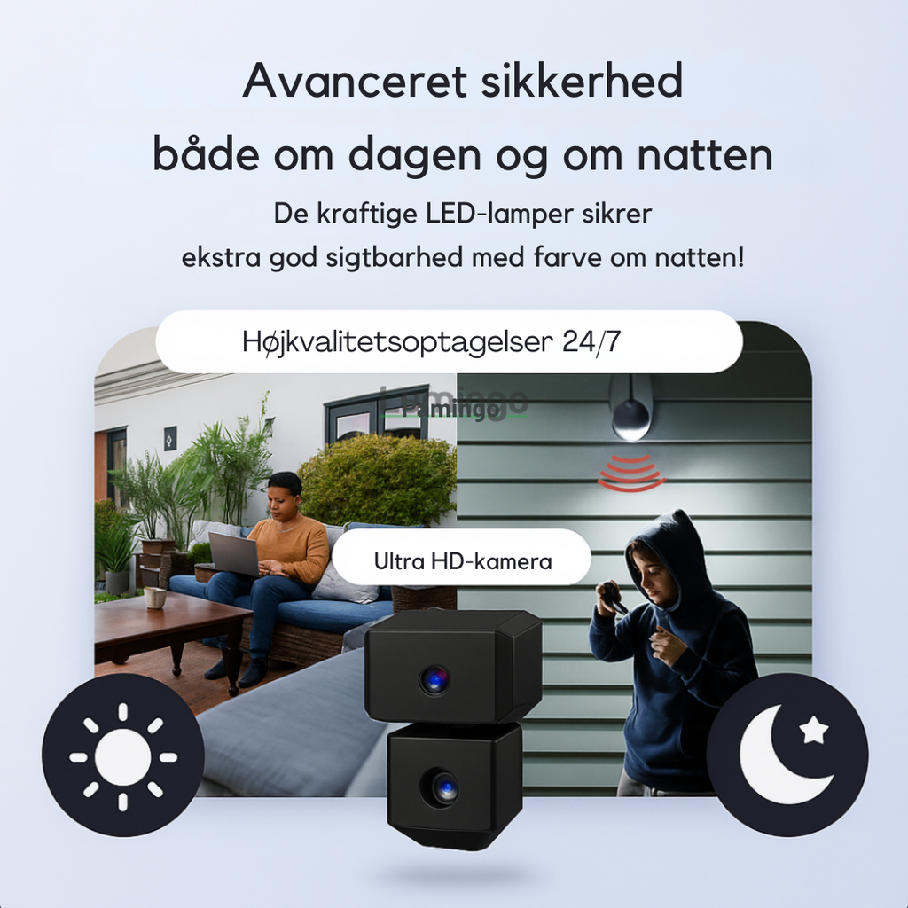 Trådløst Overvågningskamera Til Indendørs Brug | 1080P HD Med Bevægelsesdetektion & Natvision | WiFi Hjemmeovervågning | Vanero