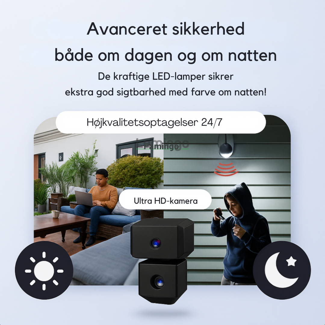 Trådløst Overvågningskamera Til Indendørs Brug | 1080P HD Med Bevægelsesdetektion & Natvision | WiFi Hjemmeovervågning | Vanero