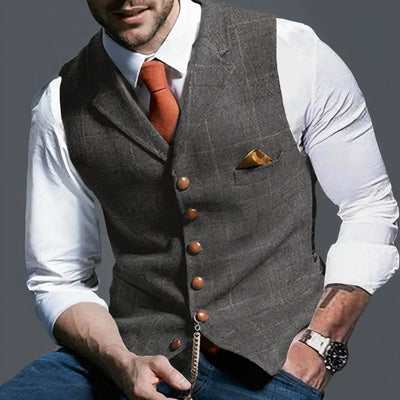 Levi l Klassisk tweed vest med kærv revers l Vanero