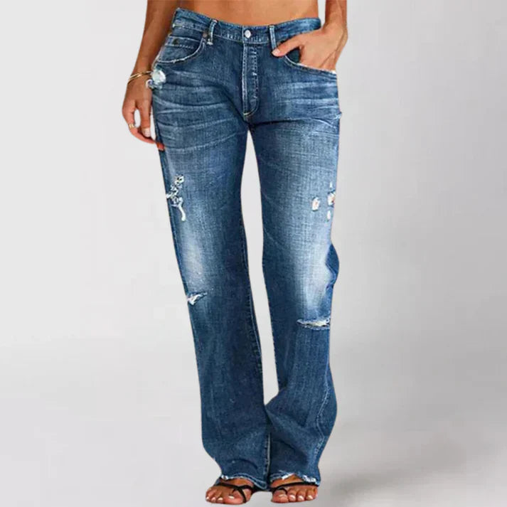 Dame Jeans Denim | Slim Fit Jeans Med Mellem Til Høj Talje | Klassisk Lommekonstruktion Til Hverdagsbrug & Fritid | Vanero