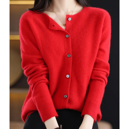 Strikket cardigan | Ren Merinould Damer - O-hals | Vanero
