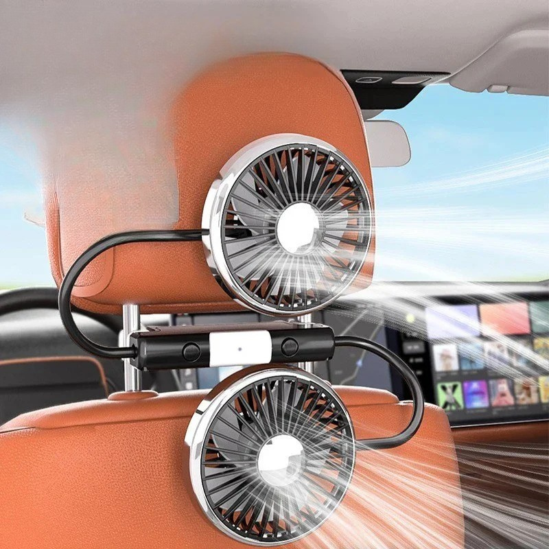 Bilventilator | Plast USB Bilventilator Med Dobbelt Rotationshoved | Justerbar Luftstrøm Til Køretøj | Vanero