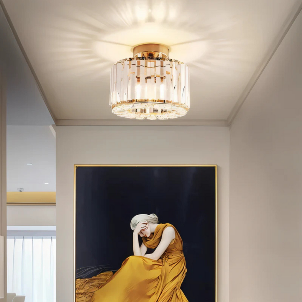 Krystallysekrone Med Integreret LED | Loftlampe Med Dekorative Krystalelementer | Indendørs Belysning | Vanero