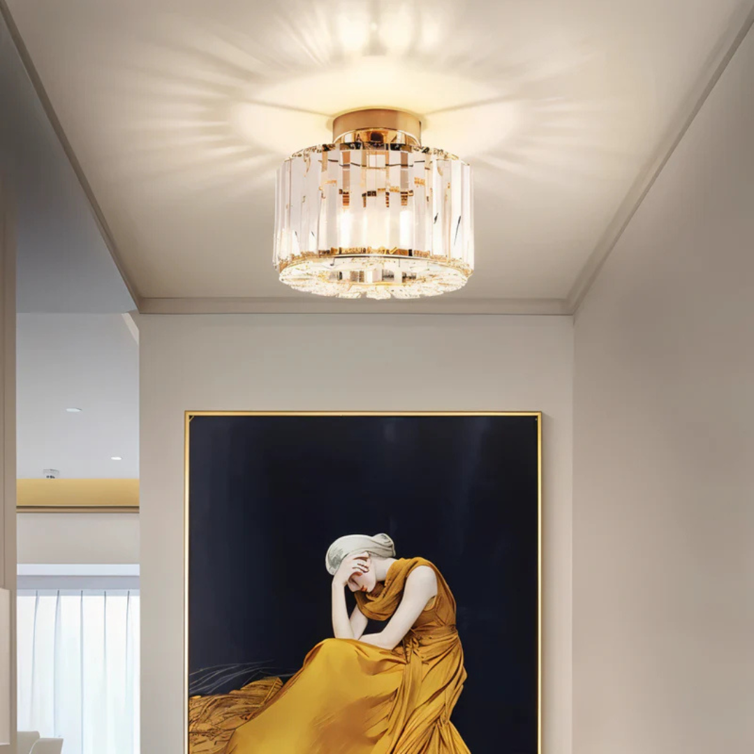 Krystallysekrone Med Integreret LED | Loftlampe Med Dekorative Krystalelementer | Indendørs Belysning | Vanero
