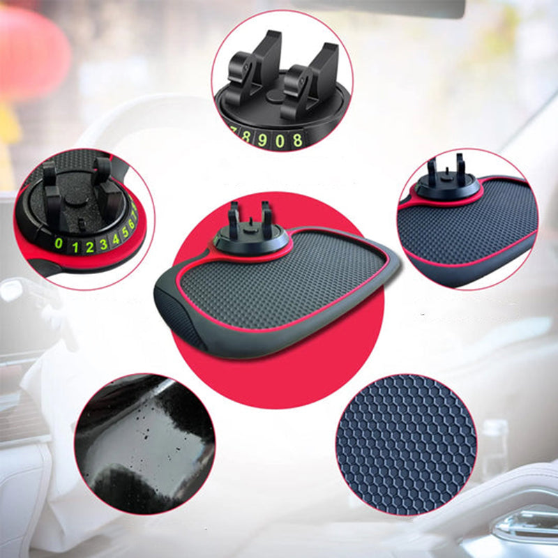 2-i-1 Dashboard Mobilholder | Skridsikker Silikonemåtte Med 360 Graders Holder | Håndfri Bilorganisering | Vanero