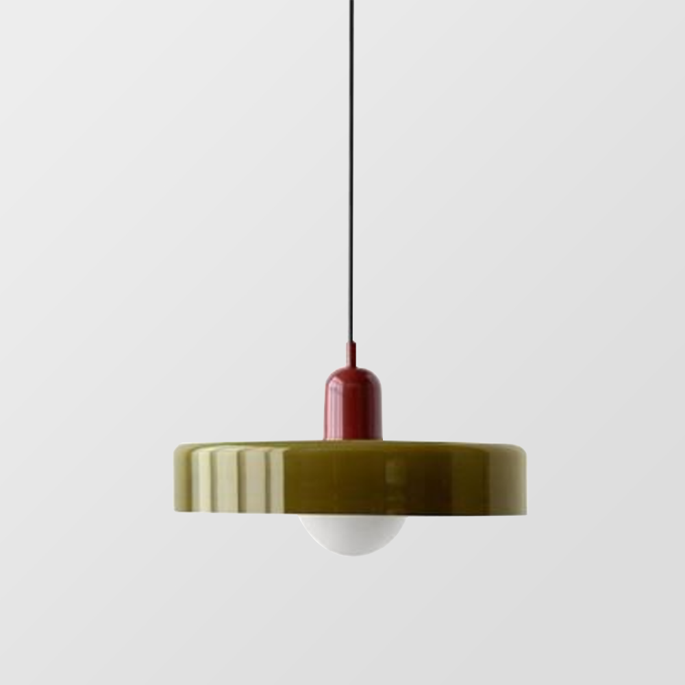 Bauhaus l Pendellampe af Farvet Glas l Vanero