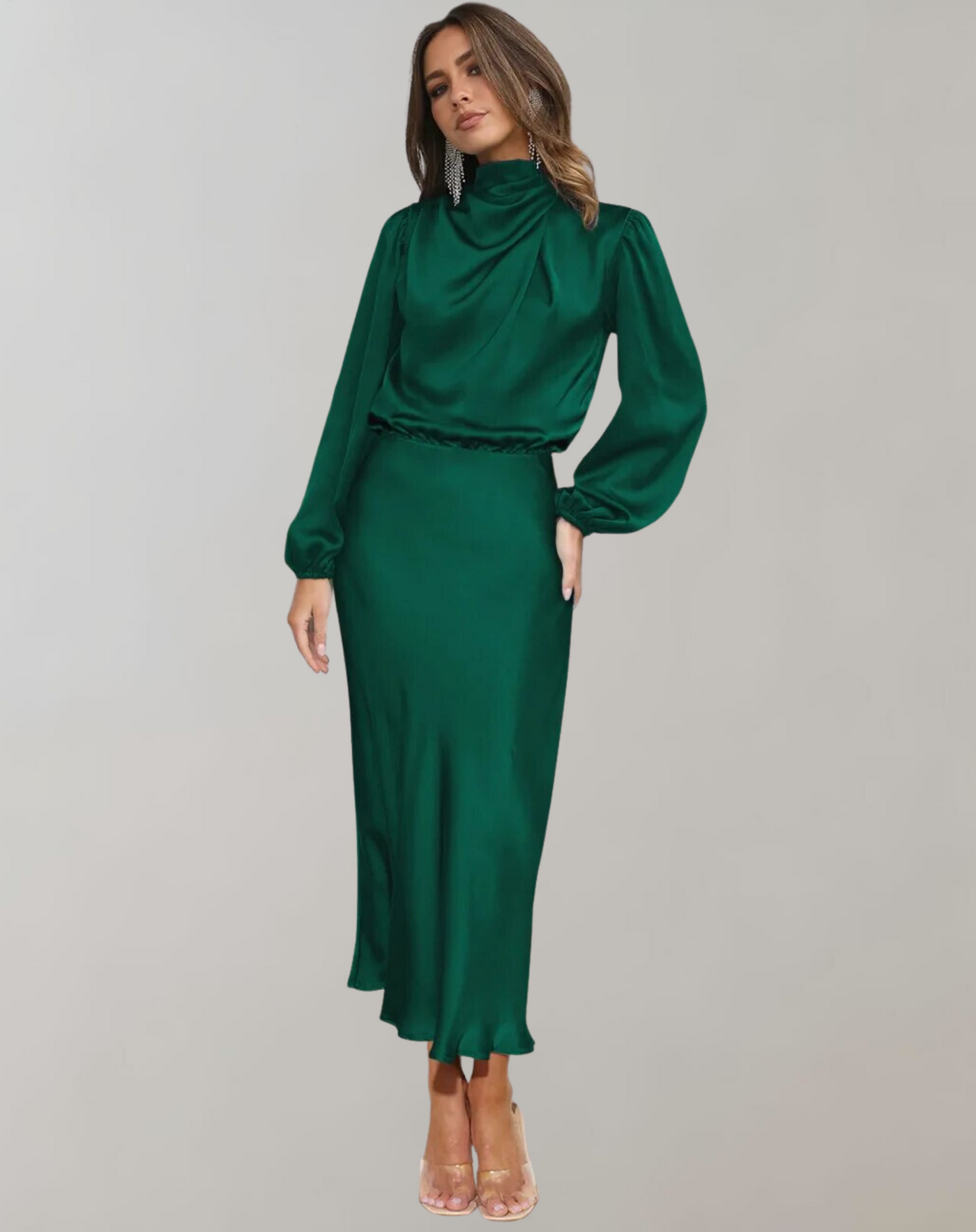 Marie | Stilfuld Satin Maxi Kjole l Vanero