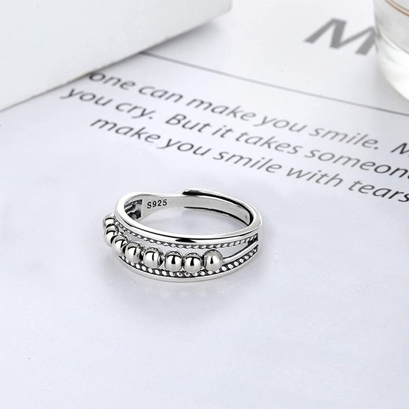Snurrende Ring Rustfrit Stål Konstruktion | Justerbar Ring | Roterende Perledesign til Hverdagsbrug & Smykkestyling | Vanero