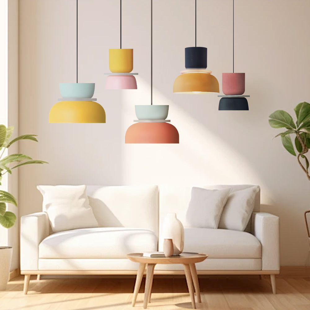 Pendellampe Med Farveblokdesign | Metal Loftlampe Med E27 Fatning | Indendørs Belysning | Vanero