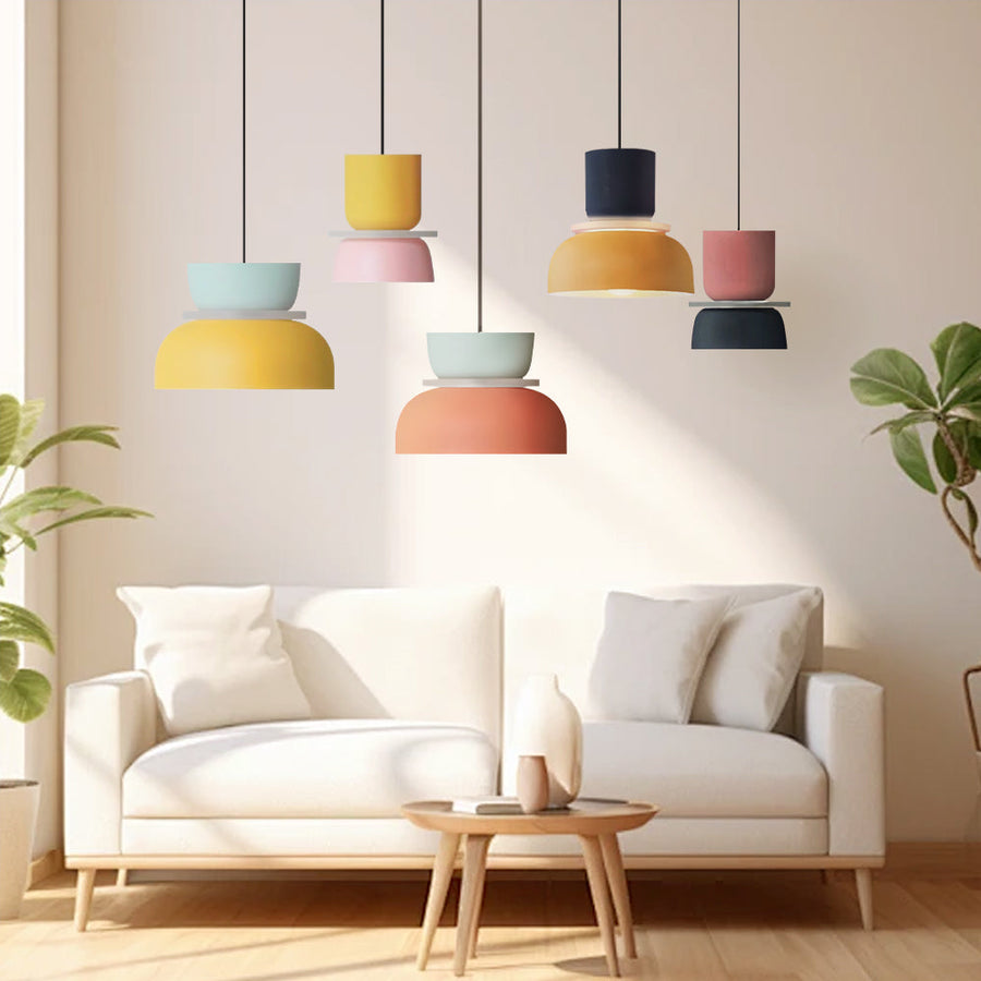 Pendellampe Med Farveblokdesign | Metal Loftlampe Med E27 Fatning | Indendørs Belysning | Vanero