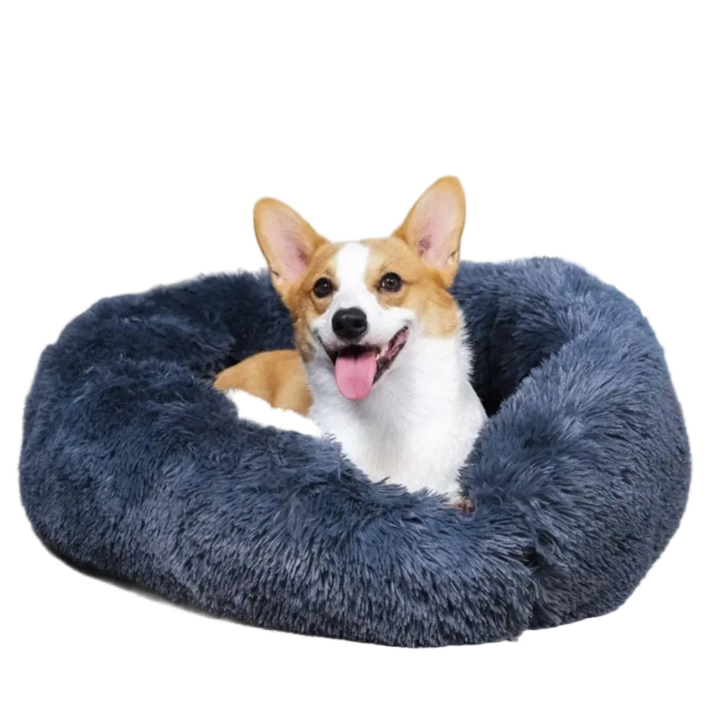 Fluffy Kæledyrsseng Kunstpels | Rund Hunde- & Katteseng Med Høj Kant | Vaskbar Indendørs Soveplads | Vanero