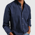 Alexander Bomuldsdenim | Slim & Regular Fit Skjorte | Knaplukning Foran til Hverdagsbrug & Afslappede Aktiviteter | Vanero