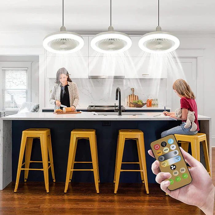Loftventilator | LED Loftventilator Med E27 Fatning Og Fjernbetjening | Indendørs Belysning Og Luftcirkulation | Vanero