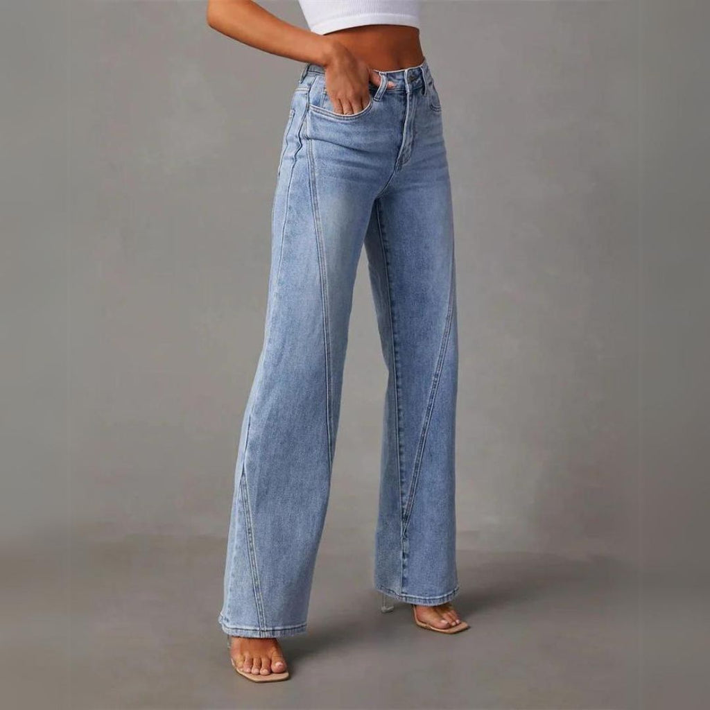 Damejeans | Design Med Høj Talje Udsvinget Bensnit | Hverdagsbrug & Festlige Outfits | Vanero