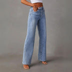 Damejeans | Design Med Høj Talje Udsvinget Bensnit | Hverdagsbrug & Festlige Outfits | Vanero