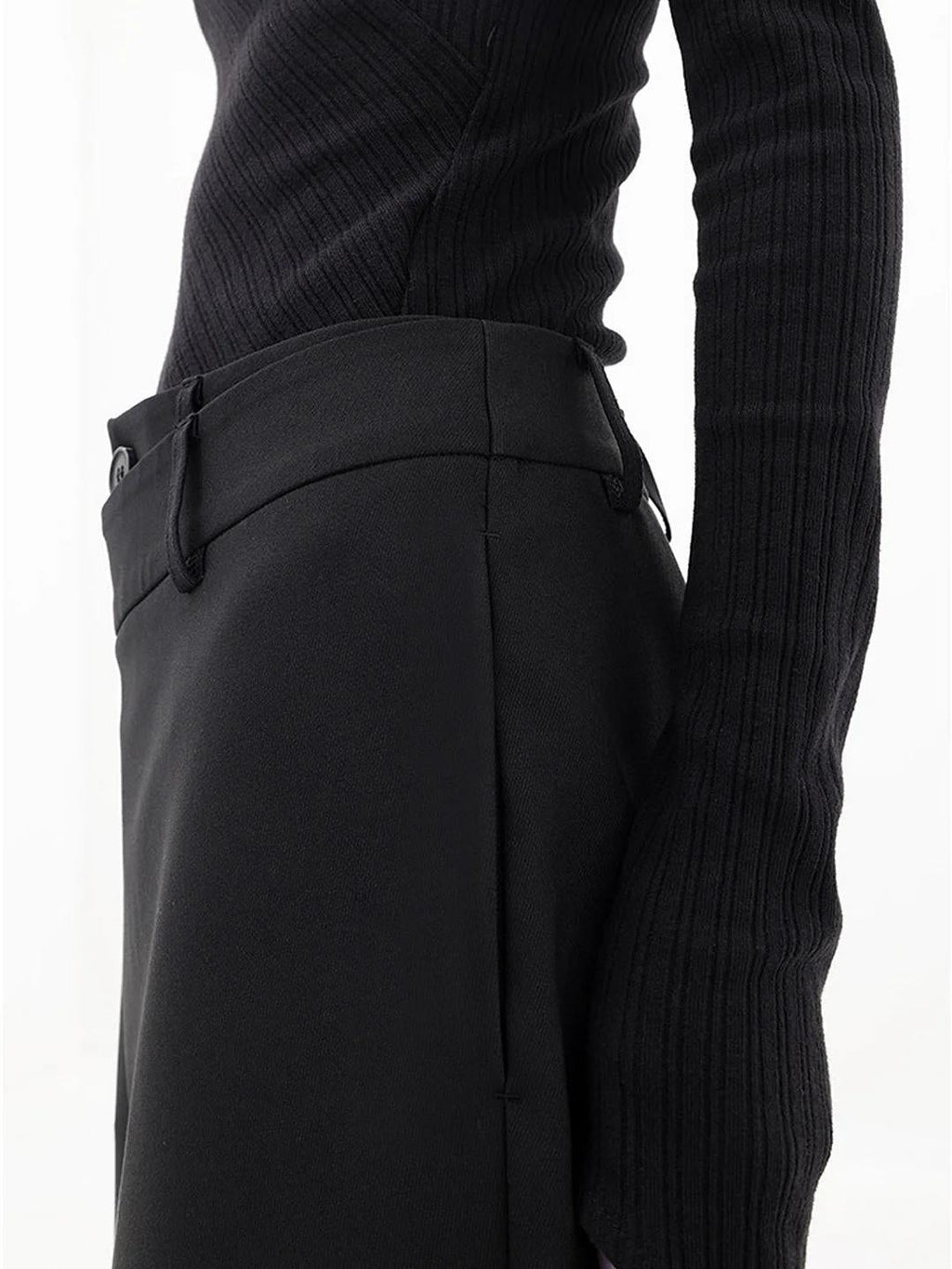 Bukser Bomuld & Polyester | Baggy Pasform Bukser | Brede Ben Med Asymmetrisk Taljedesign til Daglig Brug & Fritid | Vanero