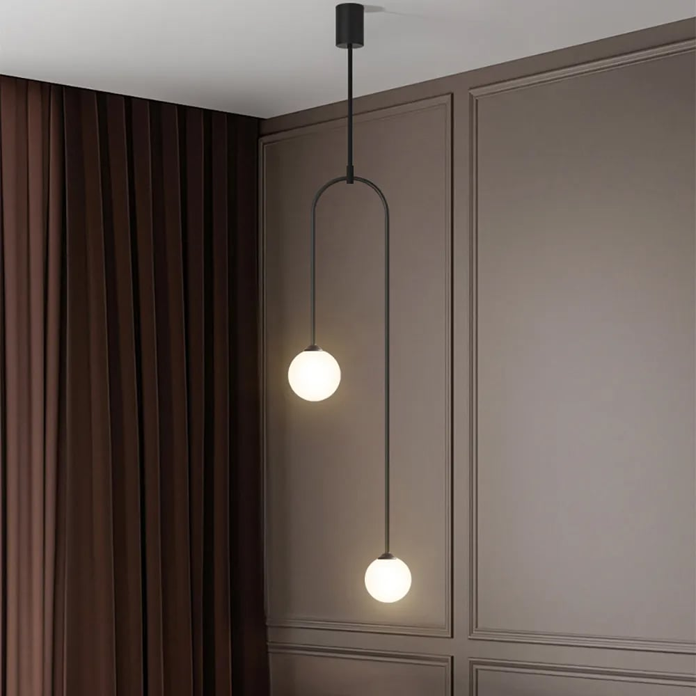 Moderne l pendel Glas Globe 2-Light U-formet til stue og soveværelse l Vanero