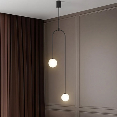 Moderne l pendel Glas Globe 2-Light U-formet til stue og soveværelse l Vanero