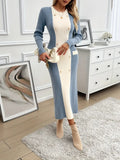 Harperly Strikmateriale | Bodycon Pasform Strikkjole | Dobbelradet Colour Block Design til Hverdagsbrug & Arrangementer | Vanero