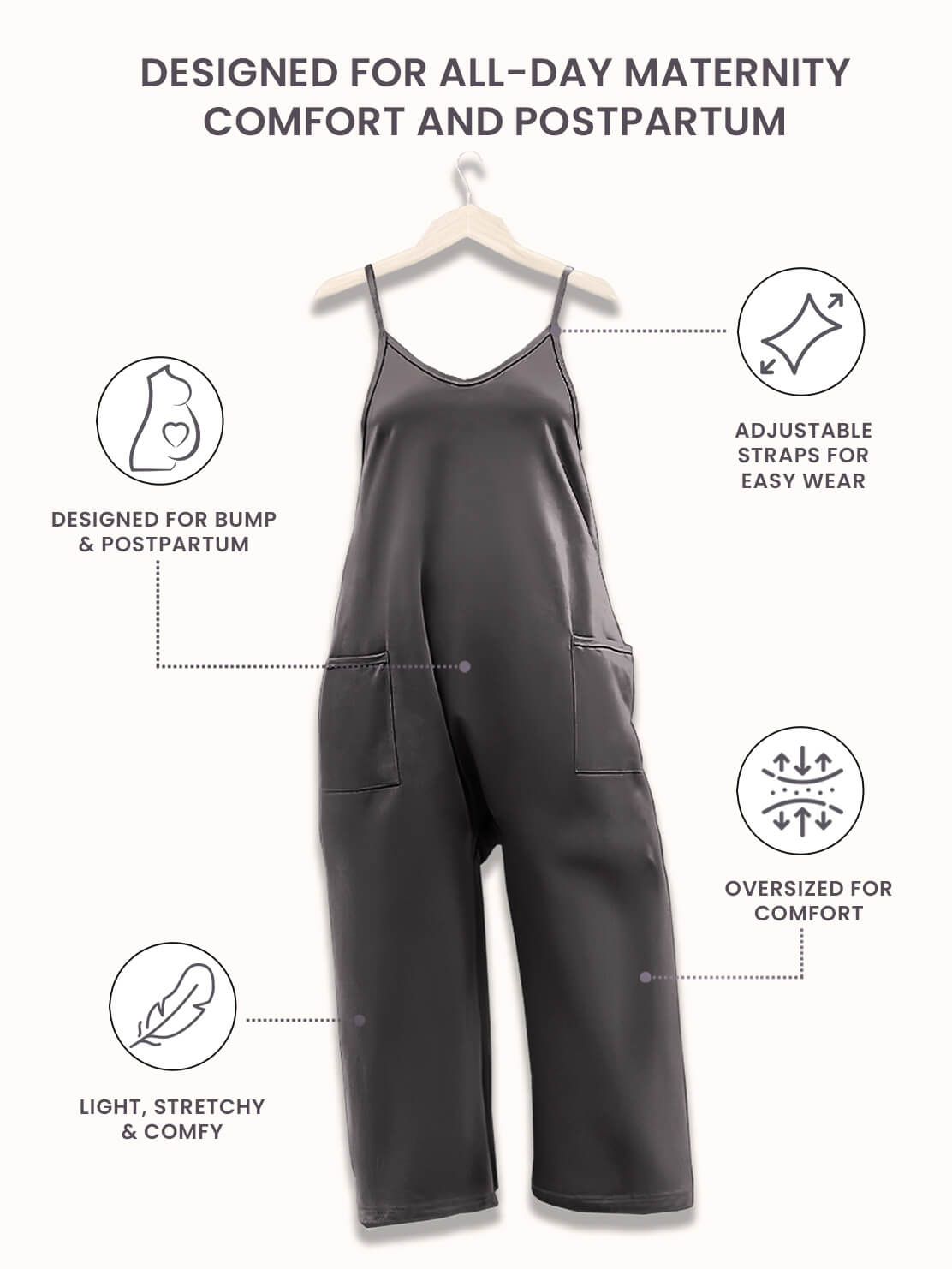 SereniMom l Jumpsuit Overdimensioneret Jumpsuit l Graviditet & Postpartum l Vanero