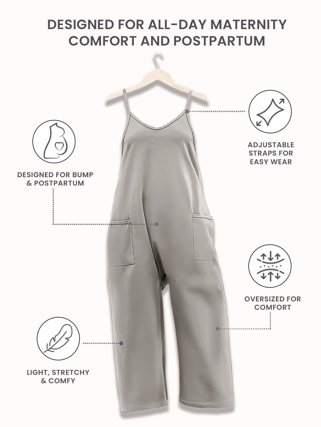 SereniMom l Jumpsuit Overdimensioneret Jumpsuit l Graviditet & Postpartum l Vanero