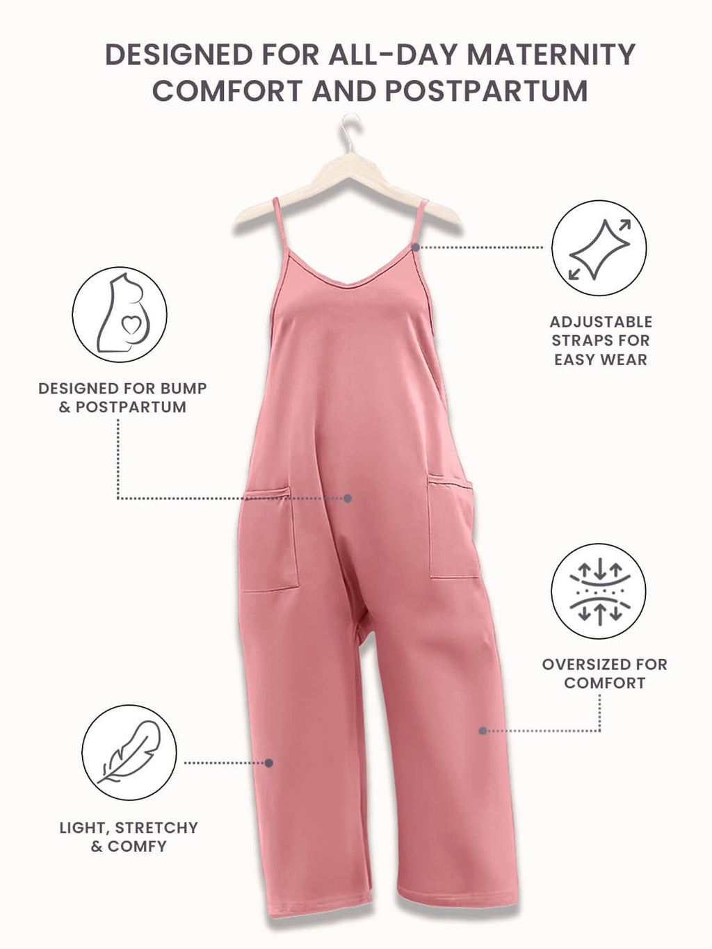 Jumpsuit med Elastisk Talje | Afslappet Pasform i Let Konstruktion | Hverdagsbrug & Fritid | Vanero