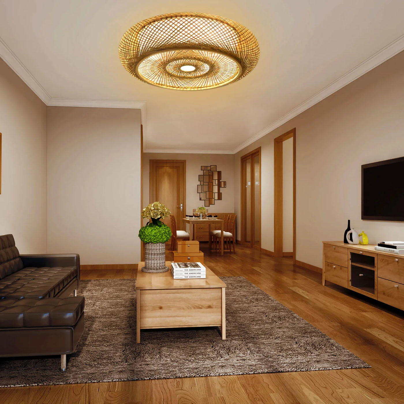 Naturens Glød | Bambus Flettet Loftlampe | Vanero