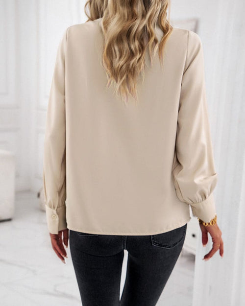 Dame Bluse Tekstilblanding | Almindelig Pasform Bluse | Flæsedetaljer Ved Skuldrene Til Hverdag & Arrangementer | Vanero