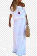 Dame Maxikjole | Off Shoulder Kjole | Elastisk Talje Til Sommerbrug | Vanero