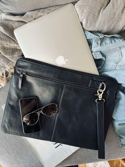 Laptop Sleeve | Sort Bøffellæder | Vanero