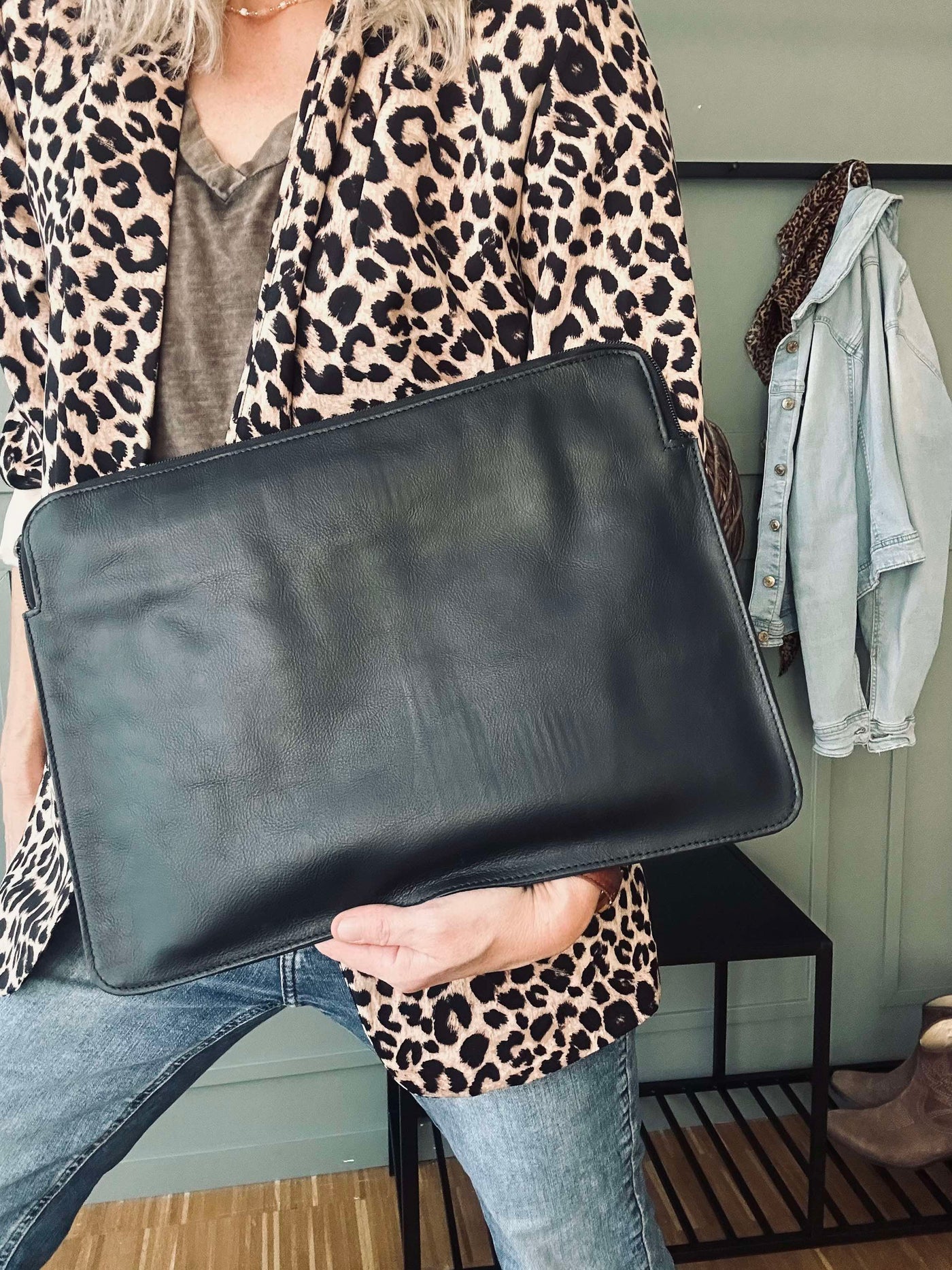 Laptop Sleeve | Sort Bøffellæder | Vanero