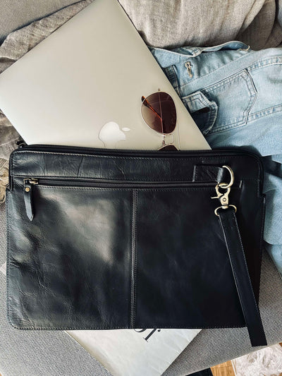 Laptop Sleeve | Sort Bøffellæder | Vanero