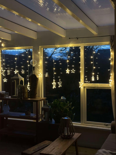 Lyskæde med 12 Stjerner | Godkendt til Inde / Ude | Vanero