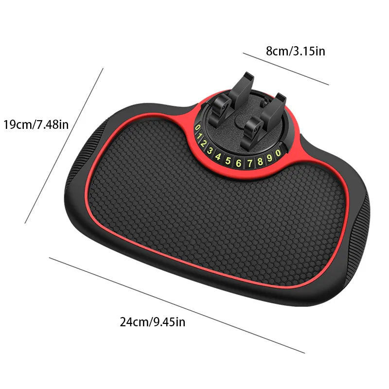 2-i-1 Dashboard Mobilholder | Skridsikker Silikonemåtte Med 360 Graders Holder | Håndfri Bilorganisering | Vanero