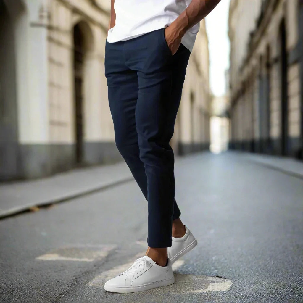 Herre Slim Fit Bukser Tekstilblanding | Elastisk Talje Fritidsbukser | Til Smart Casual Stil & Hverdagsbrug | Vanero