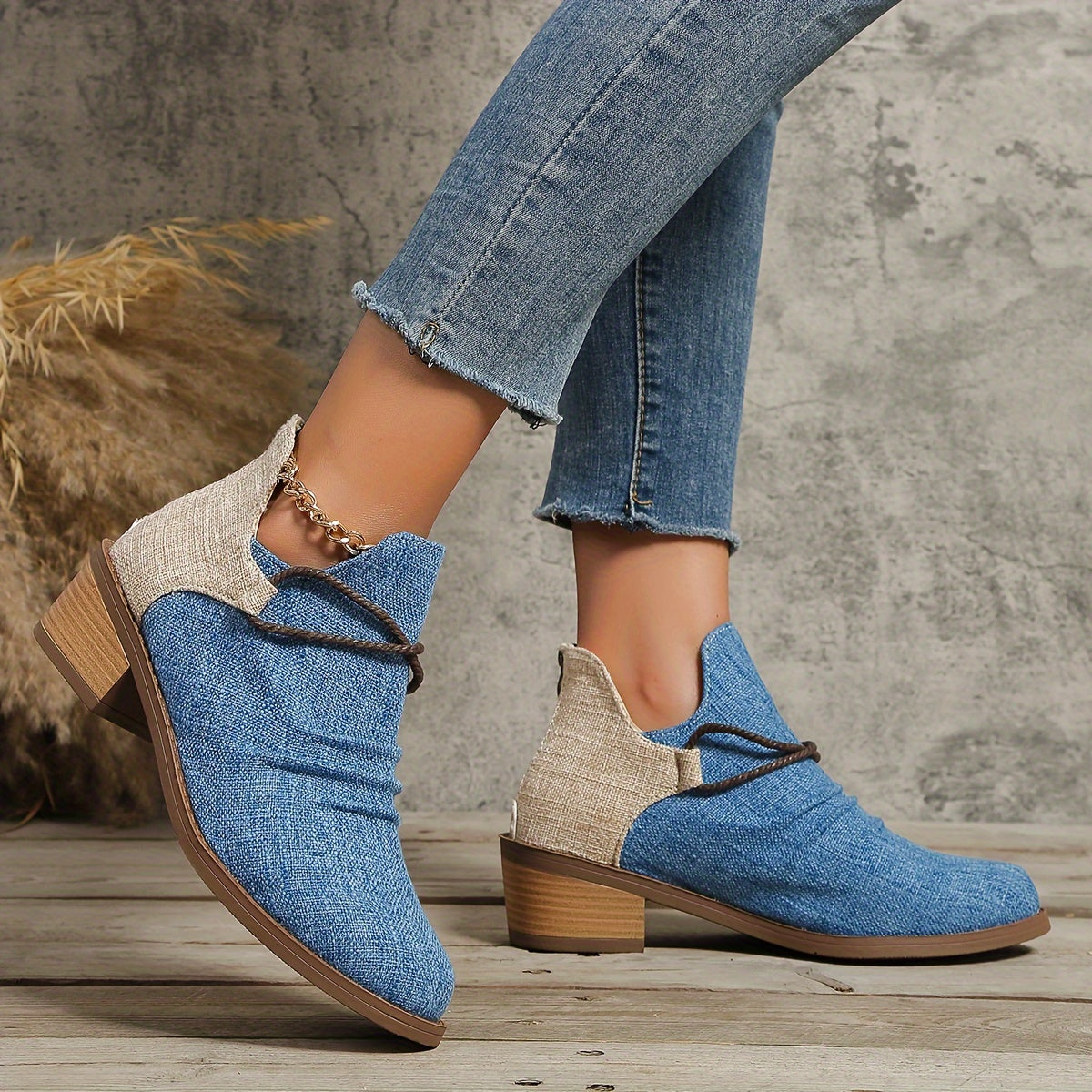 Ankelstøvler med Dyreprint | Kontrastmateriale | Casual & Statement l Vanero