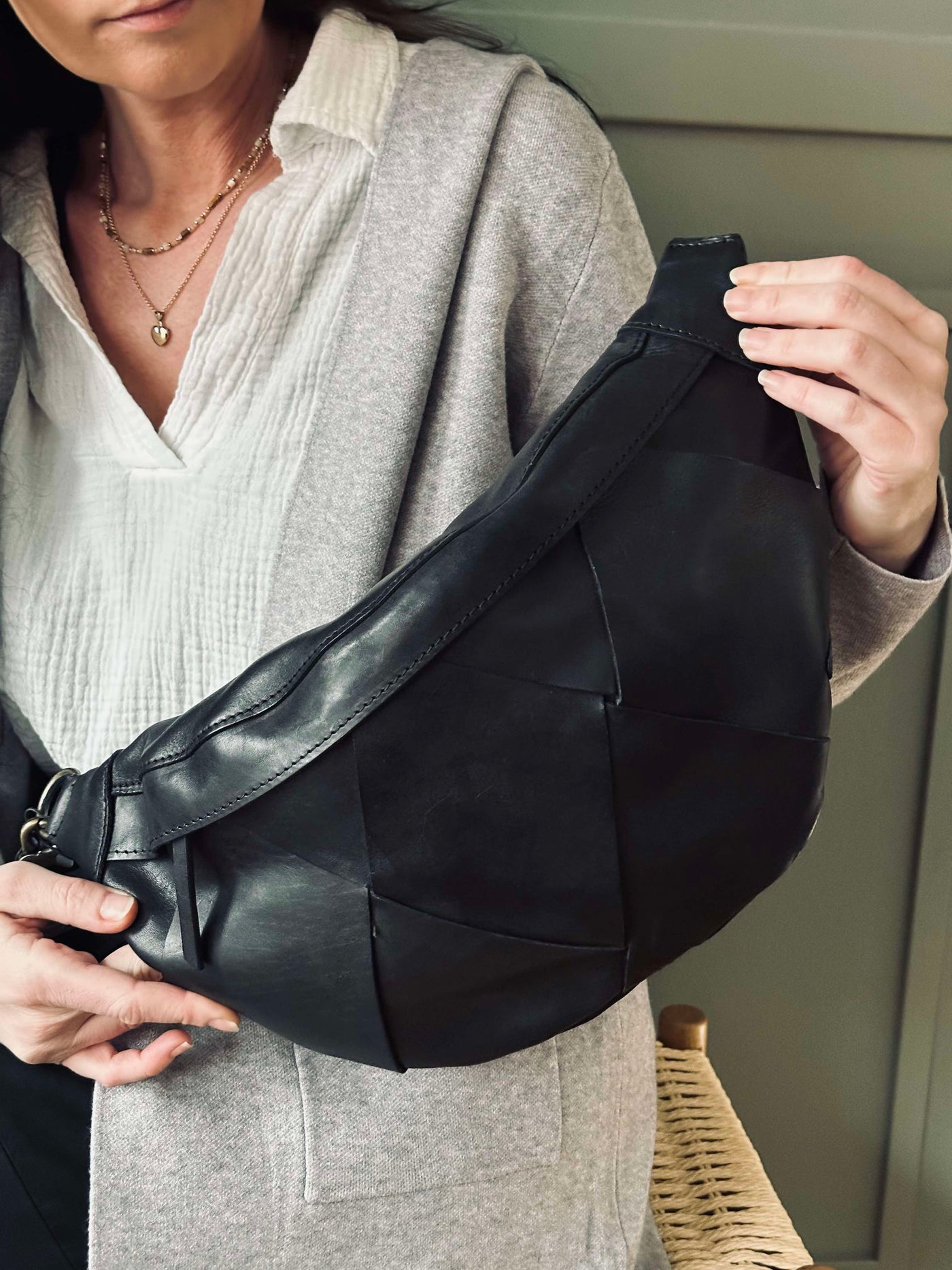 Eksklusiv håndflettet bumbag | Black | Vanero