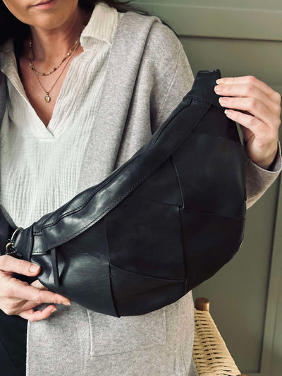Eksklusiv håndflettet bumbag | Black | Vanero
