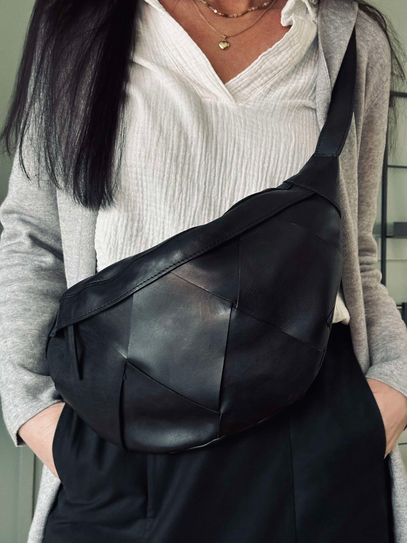 Eksklusiv håndflettet bumbag | Black | Vanero